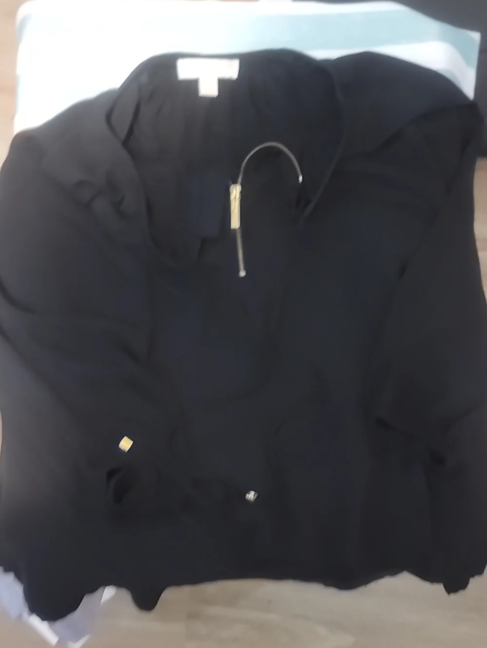 Michael Kors Black Long-Sleeve Pullover with Zip Detail